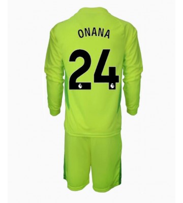 Manchester United Andre Onana #24 Brankář Venkovní dres komplet pro Děti 2024-25 Dlouhým Rukávem (+ Krátké kalhoty)